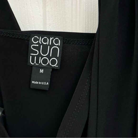 Clara SunWoo Boxy Lagenlook Tunic Dress Size Medium Black Grecian Halter Black - Picture 5 of 5